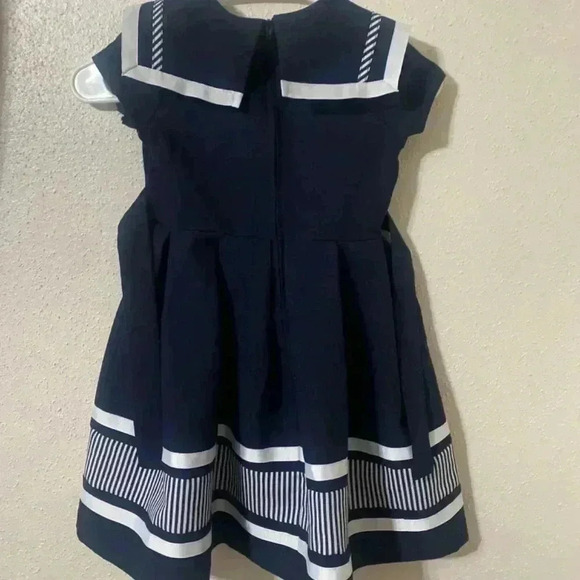 Jessica Ann Navy & White Sailor  Nautical Dress for Girls - Picture 2 of 5